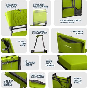 Folding <b>Reclining</b> Stadium <b>Seat</b> with Back Support for Bleachers - Product Image 4