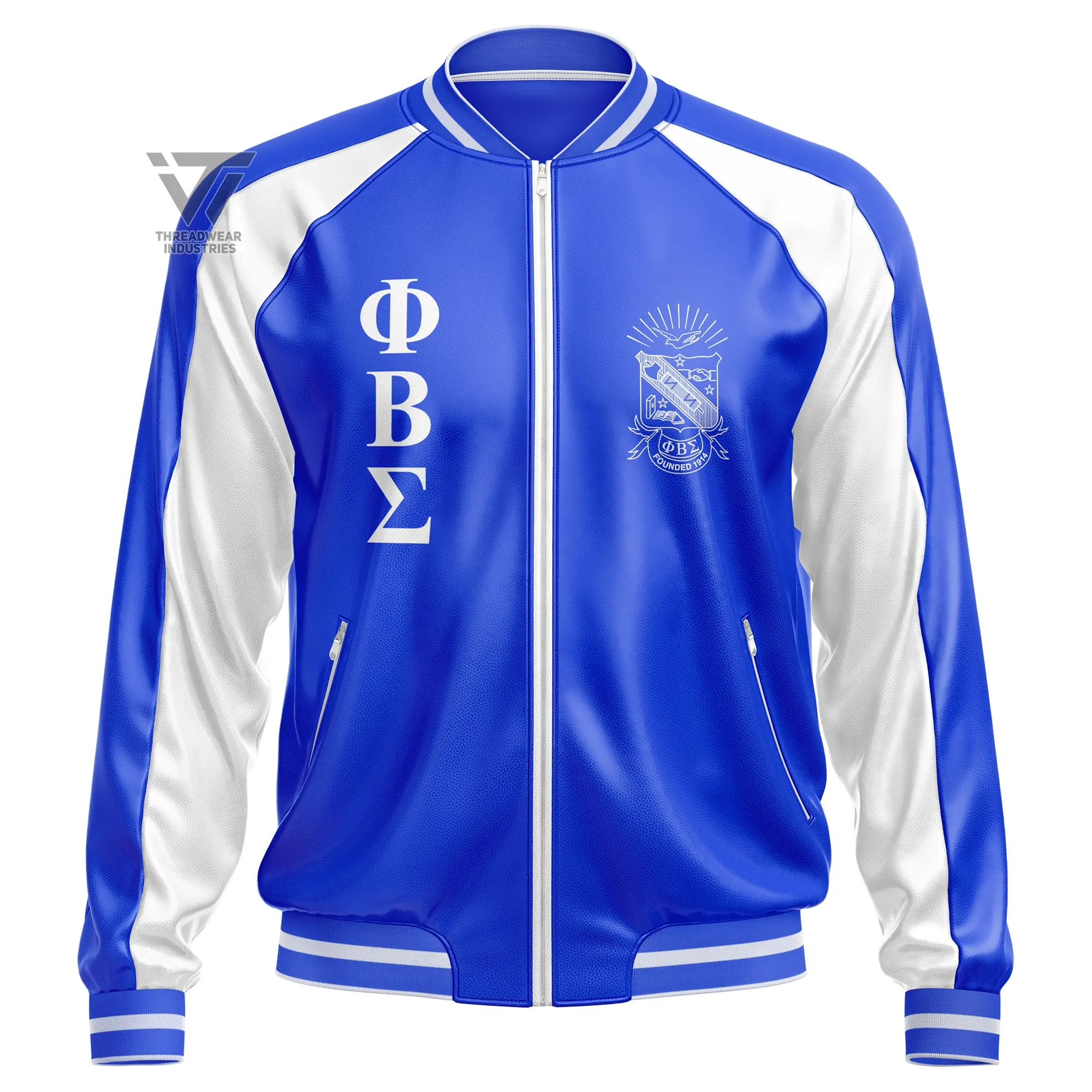 Custom Phi Beta Sigma Fraternity Embroidered Motorcycle Leather Paraphernalia Jacket