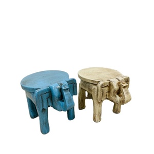 Taburete Decorativo Ecológico de Madera con Forma de Elefante, Diseño Art Deco Hecho a Mano, Motivos Tradicionales Pintados a Mano, para Bodas y Diwali - Product Image 1