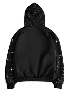 Sweat à capuche personnalisé OEM avec strass pour homme, en molleton de coton, fabricant en gros - Product Image 2