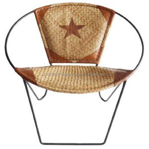 Silla de comedor de tapicería de cuero 2025 hecha a mano, marco de Metal de estilo rústico para el hogar, oficina, estudio, apartamento, almacén, uso en Bar - Product Image 1