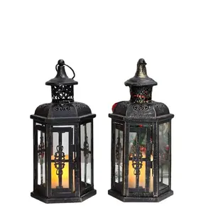 Hot Selling Elegant Design Black Finished Metal Lantern Candle <b>Light</b> Holder Lamp <b>Moroccan</b> Design Candle Lantern at Best Price - Product Image 1