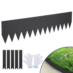 Set di 3 Bordure per Giardino in Acciaio, 100 cm L x 20 cm H, Bordi Martellati con 5 Clip, Accessori Flessibili per Giardinaggio - Product Image 1