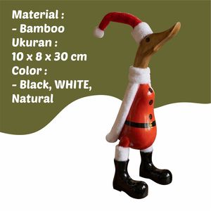Figurine de canard en bois sculptée à la main avec chapeau et bottes, 10x8x30 cm, décoration pour la maison - Product Image 3