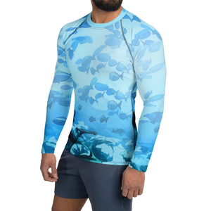 Direct Factory-Made Men's Rash Guard Adult Swimming <b>Compression</b> <b>Shirt</b> Full Sleeves Breathable Quick-Dry Anti-UV Men's Rash Guard - Product Image 5