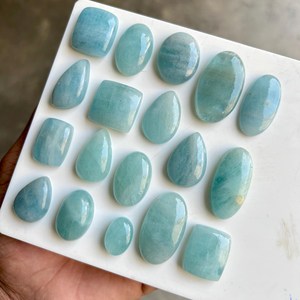 พลอยอะความารีนธรรมชาติทรงรีสีน้ำเงินสำหรับทำเครื่องประดับ หินขัดเงาสำหรับแหวนหรือจี้ คริสตัลบำบัด - Product Image 4