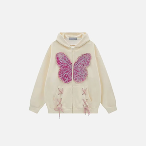 Sweat à capuche zippé en coton tricoté délavé pour femme, style Y2K streetwear, grande taille, chaud, coupe-vent, manches longues, décontracté, pour l'automne - Product Image 3