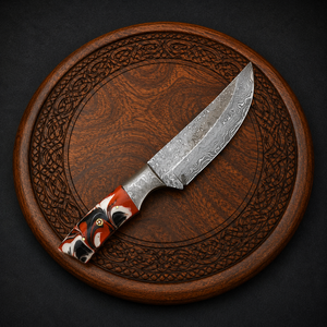 Couteau de chasse artisanal en acier Damas avec manche en résine et étui en cuir, lame fixe, couteau de survie pour le camping et le bushcraft, OEM - Product Image 4