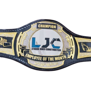 Ceinture de champion du mois pour les employés de la construction Lyndon Jones, qualité supérieure, sangle noire, design plaqué or - Product Image 2