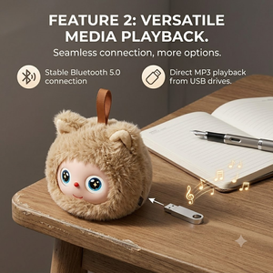 CH-M913 Haut-parleur en peluche, mini haut-parleur de bureau sans fil avec éclairage RGB dynamique LCD Demon Eye, assistant <span class=keywords><strong>vocal</strong></span> IA, son surround HiFi - Product Image 3