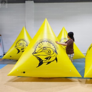 Boué<span class=keywords><strong>e</strong></span> triangulaire gonflable géante de 2 m avec texte personnalisé, boué<span class=keywords><strong>e</strong></span> lumineuse LED gonflable pour la publicité/les événements marins/l'affichage sur bateau - Product Image 1