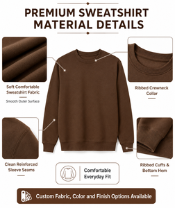เสื้อสเวตเชิ้ตคอกลมปักโลโก้ตามสั่ง แบบยูนิเซ็กซ์ ผ้าฟลีซหนานุ่ม ทรงโอเวอร์ไซส์ สไตล์สตรีทแวร์ รับผลิตแบบ OEM ขายส่ง - Product Image 4