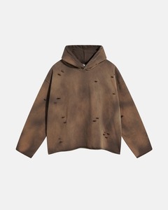 Oversized Brown Hooded Sweatshirt <b>Men's</b> French Terry Cotton <b>Pullover</b> Autumn Casual Wear - Product Image 1