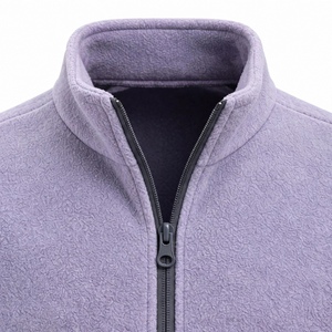 Custom Lavender Fleece Jacket Full Zip Stand Collar Warm Winter Outerwear Soft <b>Thermal</b> Polar Fleece Coat <b>Mens</b> Plain Casual Paste - Product Image 4