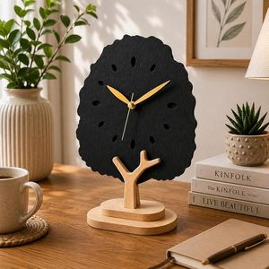 Wooden Desk <b>Clock</b> Oval <b>Table</b> <b>Clock</b> Quartz Movement Custom Logo Modern Geometric Home Office Decor - Product Image 3