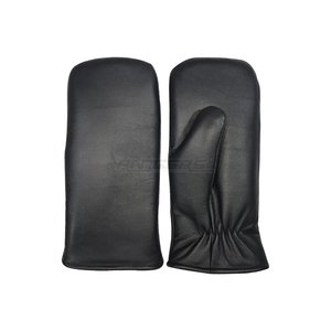 Mitaines d'hiver en cuir en gros, doublées de fourrure de mouton noire, protection des mains, chaudes, pour l'extérieur, longueur poignet, confortables, pour temps froid - Product Image 1