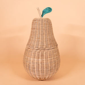 Cesta con tapa de ratán en forma de pera, contenedor de fibra ecológica, cestas organizadoras de almacenamiento al mejor precio. - Product Image 2