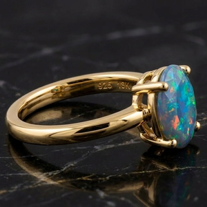 Gemstone <b>Statement</b> <b>Ring</b> with CZ 925 Sterling Silver 18K Gold Plated Cocktail <b>Ring</b> 10mm Stone Designer Jewelry US 6 - Product Image 2