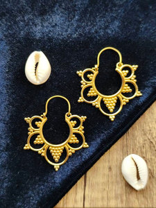 Pendientes de Aro con Flores de Filigrana Dorada Hechos a Mano, Joyería Étnica Bohemia Tribal para Mujer - Product Image 4
