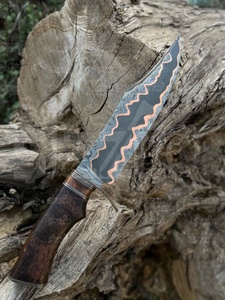 Couteau de chasse artisanal en cuivre damas San Mai, lame Bowie, couteau de survie en plein air avec étui, vente en gros OEM - Product Image 6