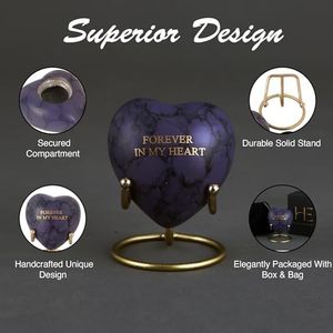 Decorative Aluminum Heart <b>Ash</b> <b>Keepsake</b> Urn Funeral Memorial Container Featuring Elegant Polished Exterior Finish - Product Image 5