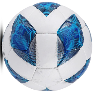 Ballon de football cousu main de haute qualité, blanc et bleu, pour l'entraînement, les matchs et les jeux en extérieur, fabriqué au Pakistan - Product Image 2