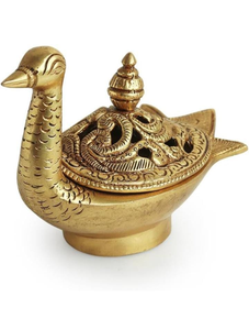 Brûleur d'encens Dhoop Dani en laiton en forme de cygne, encensoir décoratif en laiton pour Loban et support d'encens, brûleur d'encens élégant au design cygne pour Poo - Product Image 1