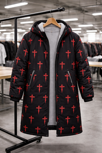 Unisex Swimming <b>Parka</b> Coat, Long <b>Waterproof</b> <b>Jacket</b> with Soft Inner Lining, Hooded Design for Maximum Comfort With Cross Design - Product Image 6