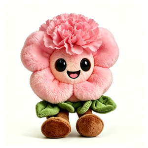 Peluche de claveles rosas, lindo peluche de flor sonriente, muñeco de peluche floral antropomórfico kawaii, regalo para el Día de la Madre - Product Image 1