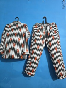 Lobuster Block Print Cotton <b>Pajama</b> Set for Women | Handcrafted Indian Striped Night <b>Suit</b> - Product Image 2