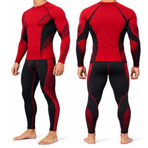 Ensemble de vêtements de sport pour homme, manches longues, compression, extensible, séchage rapide, pour la salle de sport, la course à pied, la remise en forme, l'entraînement athlétique - Product Image 6
