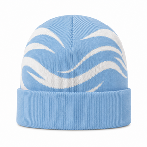 Bonnet en tricot jacquard brodé avec logo personnalisé |   Chapeau d'hiver à revers avec motif géométrique |   Casquette en tricot côtelé extensible et chaud pour homme - Product Image 6