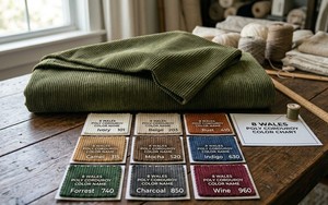 Tela de pana de ocho rayas, 220 GSM, material de poliéster de peso medio, resistente a las arrugas, acabado mate suave para confección de ropa. - Product Image 6