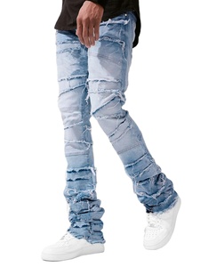 New Fashion Stretch <b>Jeans</b> Man Stacked <b>Jeans</b> <b>Elastic</b> <b>Waist</b> Straight Fit Patchworks Denim Long Pants Fringe Ripped <b>Jeans</b> <b>For</b> <b>Men</b> - Product Image 4