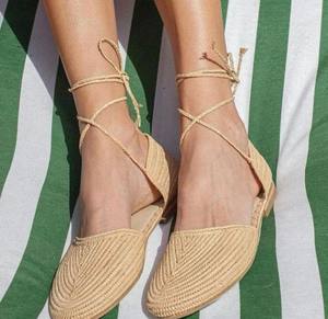 Sandales en raphia faites à la main – Chaussures d'été pour femmes, ballerines de plage, sandales artisanales marocaines - Product Image 2