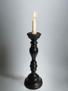 Candelero de Madera Rústico Hecho a Mano, Portavelas Cónico con Acabado en Nogal Oscuro para el Hogar, Halloween, Acción de Gracias, Cumpleaños - Product Image 1