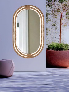 Oval Rope Mirror Nautical Wood Frame Decorative Glass <b>Wall</b> Mirror Bohemian <b>Nursery</b> Home <b>Decor</b> - Product Image 3