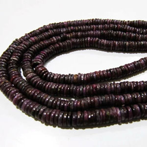 Perles en rubis naturel véritable de 6 mm, forme de pneu, lisses et simples, brin de 8 pouces de long - Product Image 3