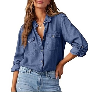 Camisas de Mezclilla 100% Algodón de Alta Calidad al por Mayor con Aspecto Desgastado, Camisas de Mezclilla Modernas de Manga Larga para Uso Casual de Verano - Product Image 6