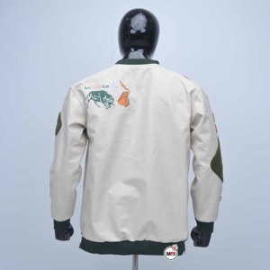 เสื้อแจ็คเก็ตบอมเบอร์ PU สีขาวสำหรับผู้ชาย คอปกแบบคอกลม ปักโลโก้ N8 ดีไซน์ลำลองสำหรับฤดูใบไม้ร่วงและฤดูใบไม้ผลิ กันน้ำ ระบายอากาศได้ดี - Product Image 2