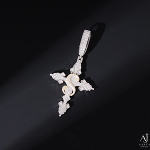 Pendentif Croix en Argent 925 et Moissanite, Plaqué Or, Sertissage à Griffes, Coupe Ronde Brillante, Collier Chaîne Hip Hop Chrétien, Bijou Cadeau - Product Image 3