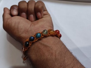 Handmade Orange Macrame Chakra <b>Bracelet</b> Boho Multi Gemstone Adjustable <b>Healing</b> Jewelry for Women - Product Image 1