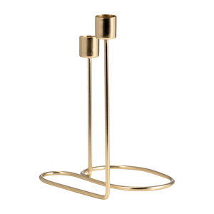 Support de bougie conique style nordique finition dorée, bougeoir créatif en métal à ligne unique, centre de table contemporain pour - Product Image 1