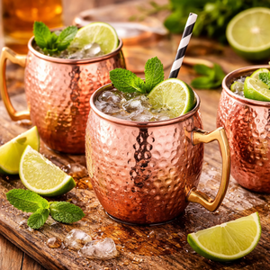 Premium Pure <b>Copper</b> Hammered Mug Set with Handle | High Quality Metal Drinking <b>Cups</b> Beverage Gift Set for Home and Kitchen Use - Product Image 2