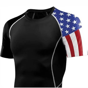 Rash Guard for <b>Men</b> Short Sleeve MMA Boxing Martial Art Grappling Muay Thai Training <b>Base</b> <b>Layer</b> Swimming Surf Rash Guard - Product Image 5