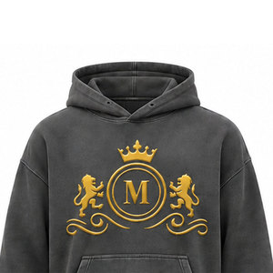 Chándal Negro para Hombre Mudassar, con Capucha, 100% Algodón, Logotipo Estampado, Cordón Ajustable, Estilo Vintage, Tallas Grandes, Secado Rápido - Product Image 2