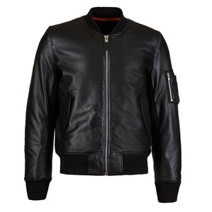 Fashion Texture Leather Varsity <b>Jacket</b> with Stand Collar Hooded Vintage Style Front Logo-Wholesale Prices for Men - Product Image 3