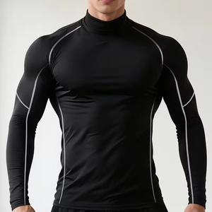 Nouveau design – Haut de compression athlétique pour homme, coupe ajustée, chemise de sport performante, motif uni, idéal pour l'entraînement et la gym - Product Image 1