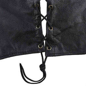 VIBE SEWN OEM 100% Cuir de vachette noir original, veste gothique pour femmes à double boutonnage, poches latérales, sans manches, grande taille, hiver - Product Image 4