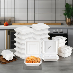 Fiambrera Bento desechable ecológica de alta calidad 2025, bolsa de caña de azúcar, contenedor de comida rápida para llevar y concha - Product Image 1
